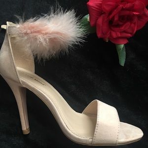 Fluffy blush heels